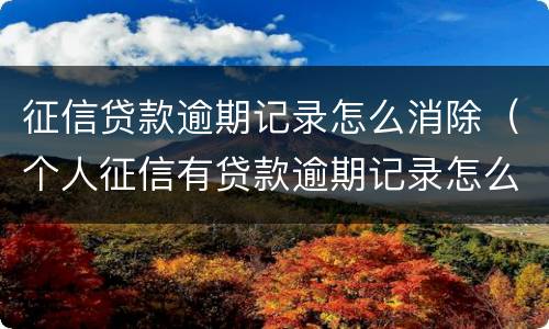 征信贷款逾期记录怎么消除（个人征信有贷款逾期记录怎么消除）