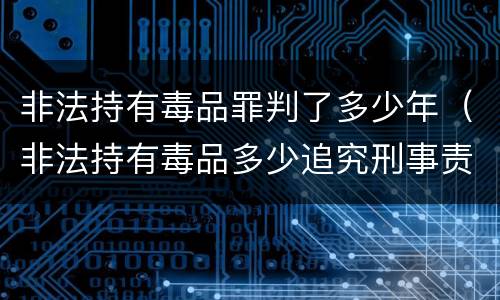 非法持有毒品罪判了多少年（非法持有毒品多少追究刑事责任）