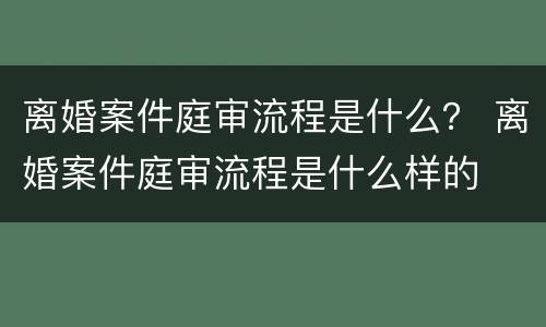 离婚案件庭审流程是什么？ 离婚案件庭审流程是什么样的