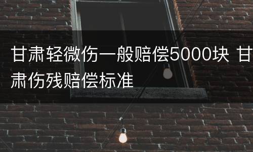 甘肃轻微伤一般赔偿5000块 甘肃伤残赔偿标准