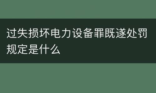 过失损坏电力设备罪既遂处罚规定是什么