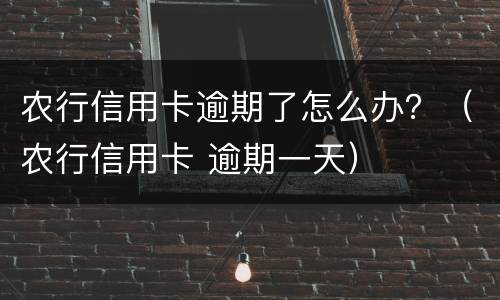 农行信用卡逾期了怎么办？（农行信用卡 逾期一天）
