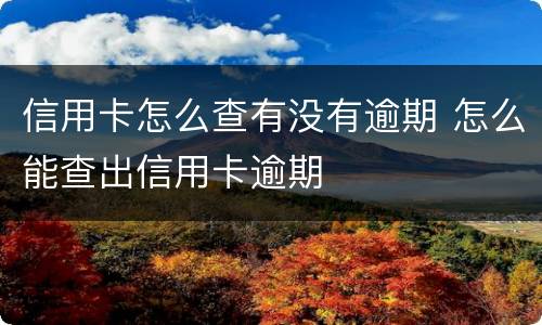 信用卡怎么查有没有逾期 怎么能查出信用卡逾期