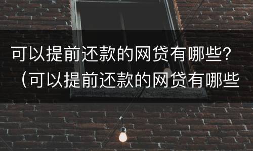 可以提前还款的网贷有哪些？（可以提前还款的网贷有哪些平台）
