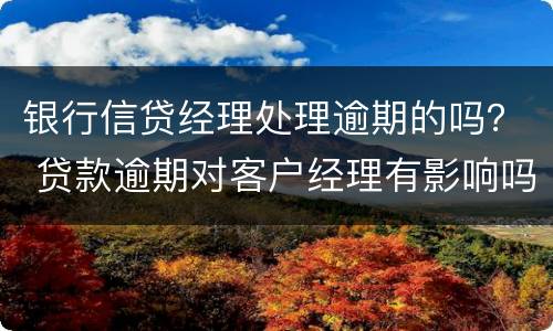 银行信贷经理处理逾期的吗？ 贷款逾期对客户经理有影响吗