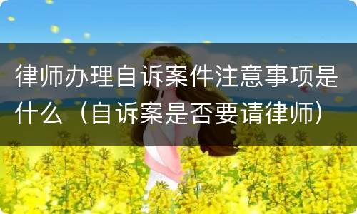 律师办理自诉案件注意事项是什么（自诉案是否要请律师）