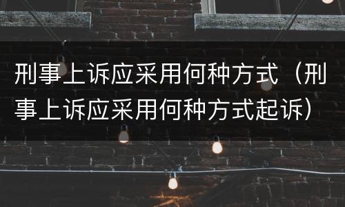 刑事上诉应采用何种方式（刑事上诉应采用何种方式起诉）