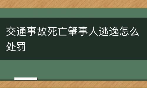 交通事故死亡肇事人逃逸怎么处罚