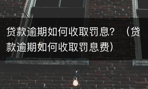 贷款逾期如何收取罚息？（贷款逾期如何收取罚息费）