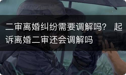 二审离婚纠纷需要调解吗？ 起诉离婚二审还会调解吗