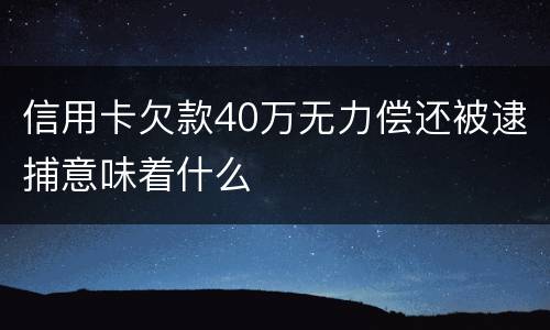 信用卡欠款40万无力偿还被逮捕意味着什么