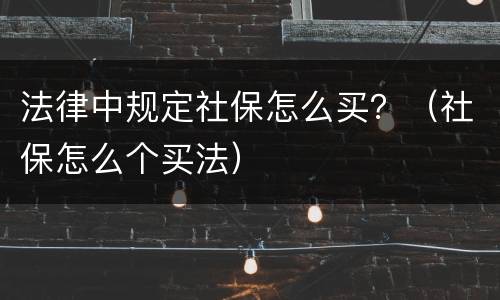 法律中规定社保怎么买？（社保怎么个买法）