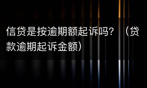 信贷是按逾期额起诉吗？（贷款逾期起诉金额）