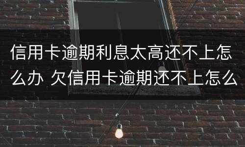 信用卡逾期利息太高还不上怎么办 欠信用卡逾期还不上怎么办