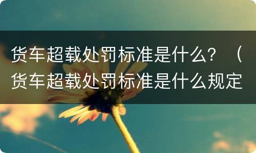 货车超载处罚标准是什么？（货车超载处罚标准是什么规定）