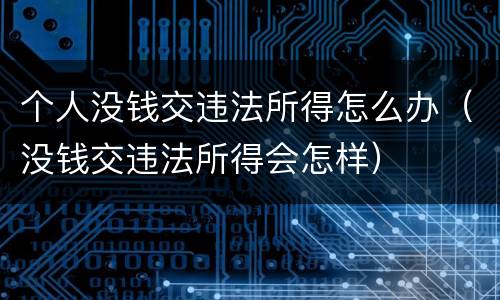 个人没钱交违法所得怎么办（没钱交违法所得会怎样）