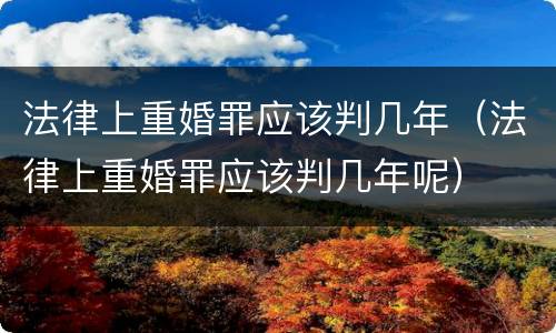 法律上重婚罪应该判几年（法律上重婚罪应该判几年呢）