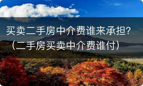 买卖二手房中介费谁来承担？（二手房买卖中介费谁付）