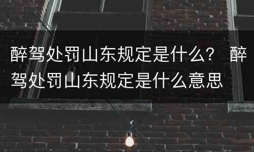 醉驾处罚山东规定是什么？ 醉驾处罚山东规定是什么意思