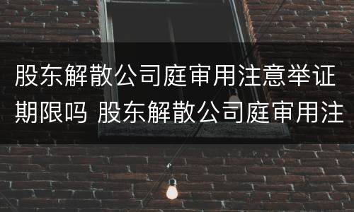 股东解散公司庭审用注意举证期限吗 股东解散公司庭审用注意举证期限吗法律规定