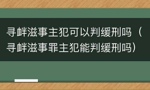 寻衅滋事主犯可以判缓刑吗（寻衅滋事罪主犯能判缓刑吗）