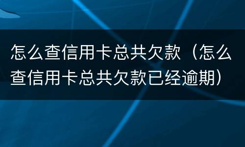 怎么查信用卡总共欠款（怎么查信用卡总共欠款已经逾期）