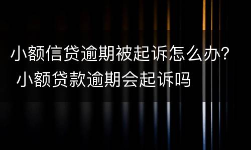 小额信贷逾期被起诉怎么办？ 小额贷款逾期会起诉吗