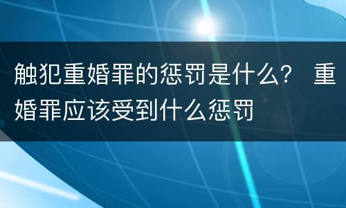 触犯重婚罪的惩罚是什么？ 重婚罪应该受到什么惩罚
