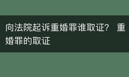 向法院起诉重婚罪谁取证？ 重婚罪的取证
