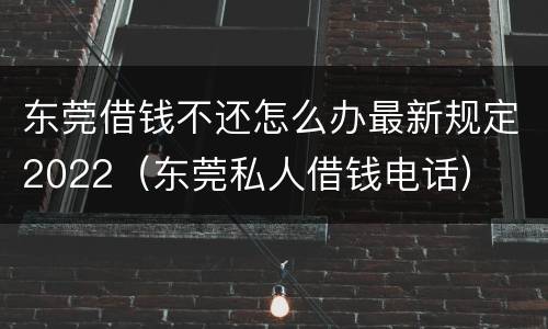 东莞借钱不还怎么办最新规定2022（东莞私人借钱电话）