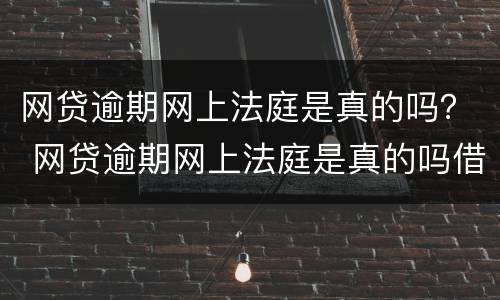 网贷逾期网上法庭是真的吗？ 网贷逾期网上法庭是真的吗借呗