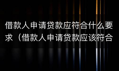 借款人申请贷款应符合什么要求（借款人申请贷款应该符合什么要求）