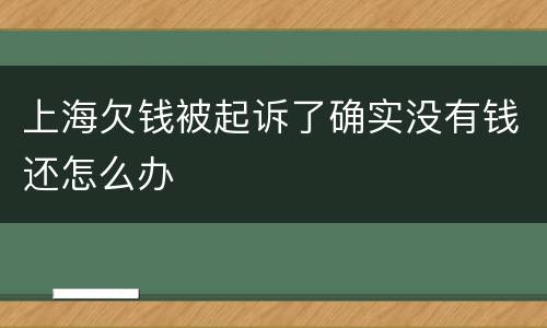 上海欠钱被起诉了确实没有钱还怎么办
