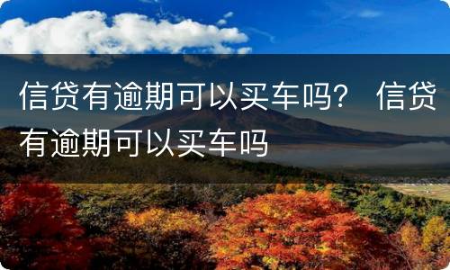 信贷有逾期可以买车吗？ 信贷有逾期可以买车吗