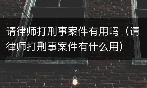 请律师打刑事案件有用吗（请律师打刑事案件有什么用）