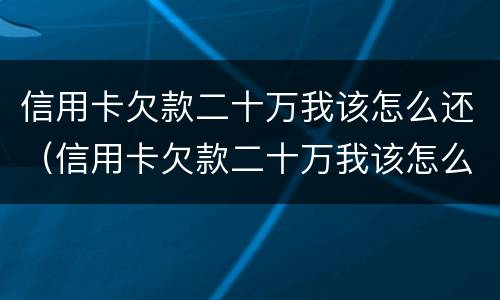 信用卡欠款二十万我该怎么还（信用卡欠款二十万我该怎么还钱）