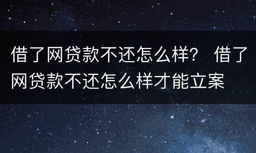 借了网贷款不还怎么样？ 借了网贷款不还怎么样才能立案