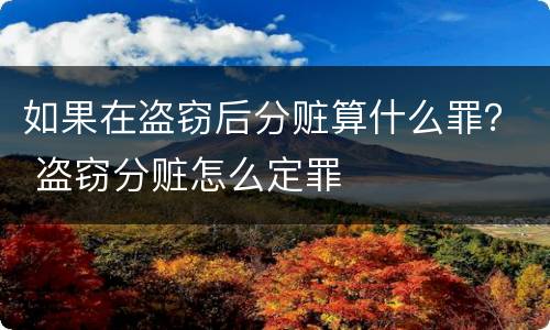 如果在盗窃后分赃算什么罪？ 盗窃分赃怎么定罪