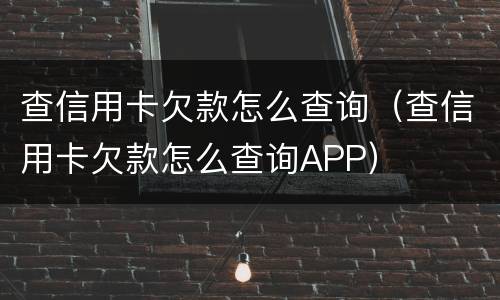 查信用卡欠款怎么查询（查信用卡欠款怎么查询APP）