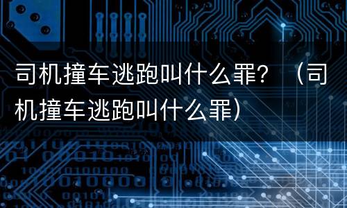 司机撞车逃跑叫什么罪？（司机撞车逃跑叫什么罪）