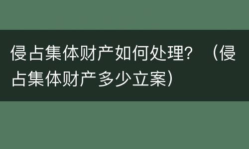 侵占集体财产如何处理？（侵占集体财产多少立案）