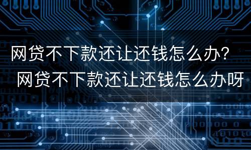 网贷不下款还让还钱怎么办？ 网贷不下款还让还钱怎么办呀