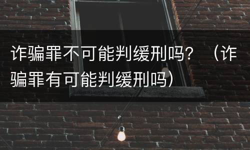 诈骗罪不可能判缓刑吗？（诈骗罪有可能判缓刑吗）