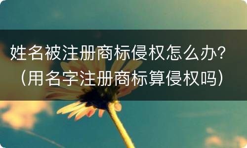 姓名被注册商标侵权怎么办？（用名字注册商标算侵权吗）