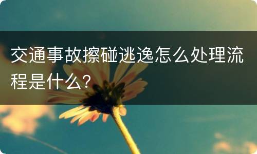 交通事故擦碰逃逸怎么处理流程是什么？