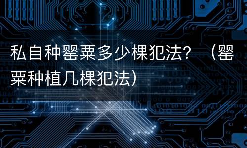 私自种罂粟多少棵犯法？（罂粟种植几棵犯法）