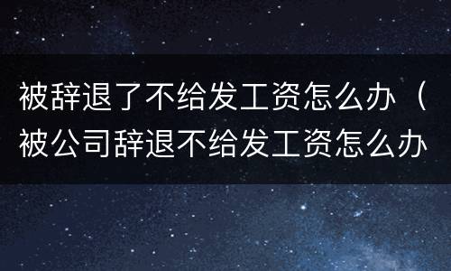 被辞退了不给发工资怎么办（被公司辞退不给发工资怎么办）
