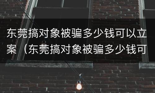 东莞搞对象被骗多少钱可以立案（东莞搞对象被骗多少钱可以立案侦查）
