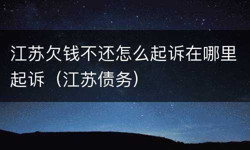 江苏欠钱不还怎么起诉在哪里起诉（江苏债务）