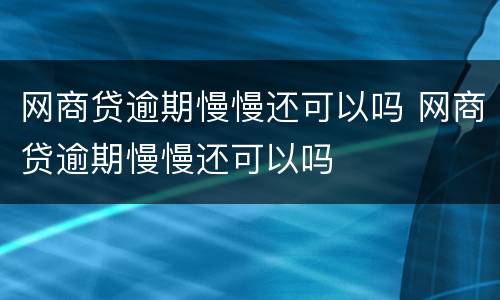 网商贷逾期慢慢还可以吗 网商贷逾期慢慢还可以吗